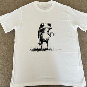 Unisex White T-Shirt with Frog Graphic